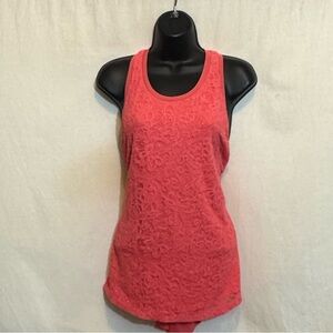 C-56 Mossimo Pink Racer‎ Back Lace Sleeveless Pullover Blouse Size L